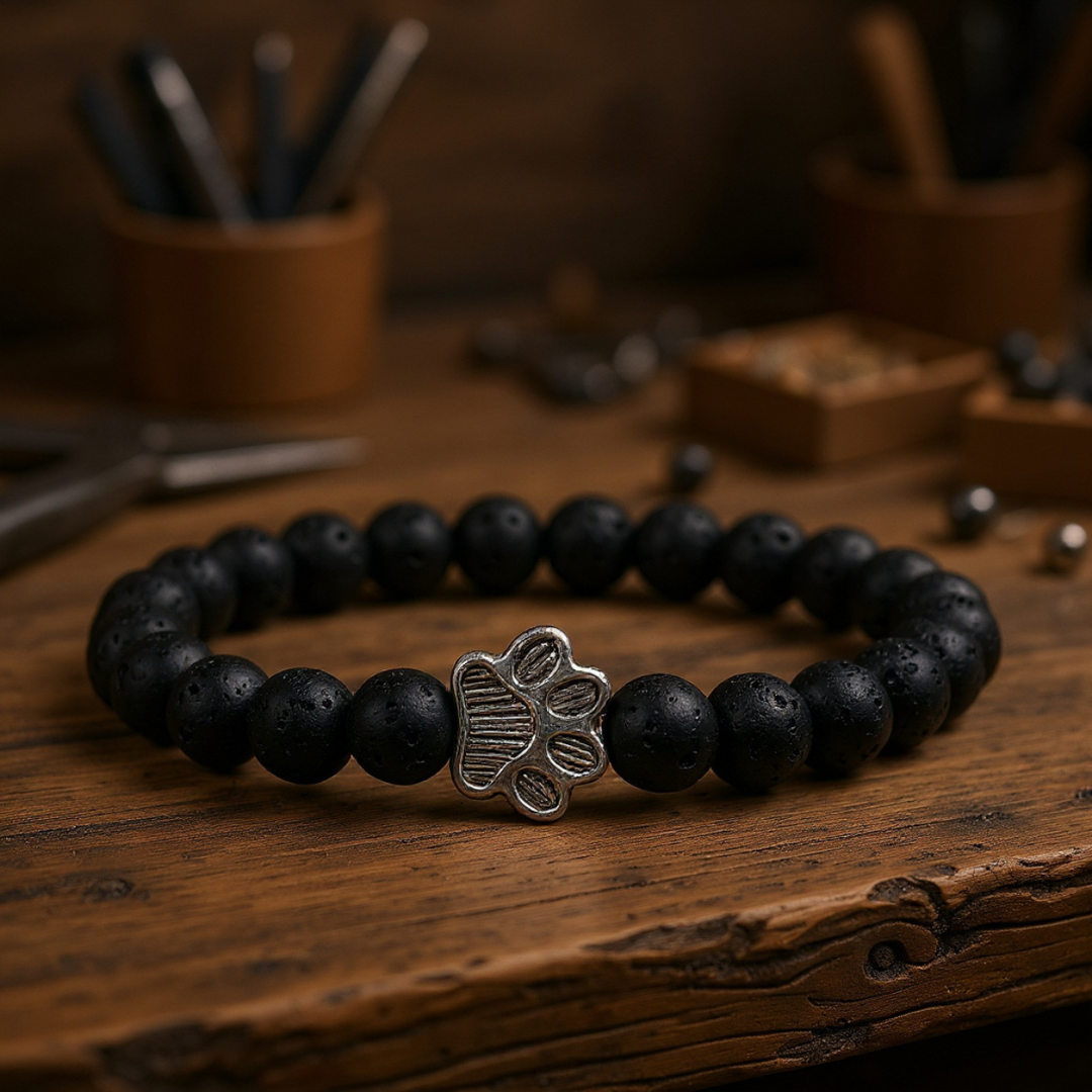 Beaded Paw Bracelet – Natural Stone Design