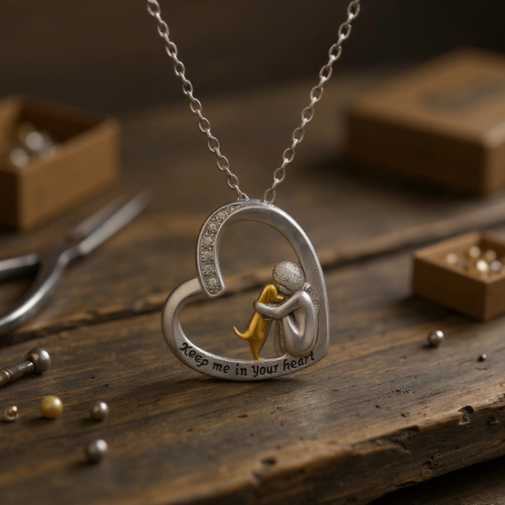 925 Sterling Silver Necklace – Heart & Dog Design with Zirconia
