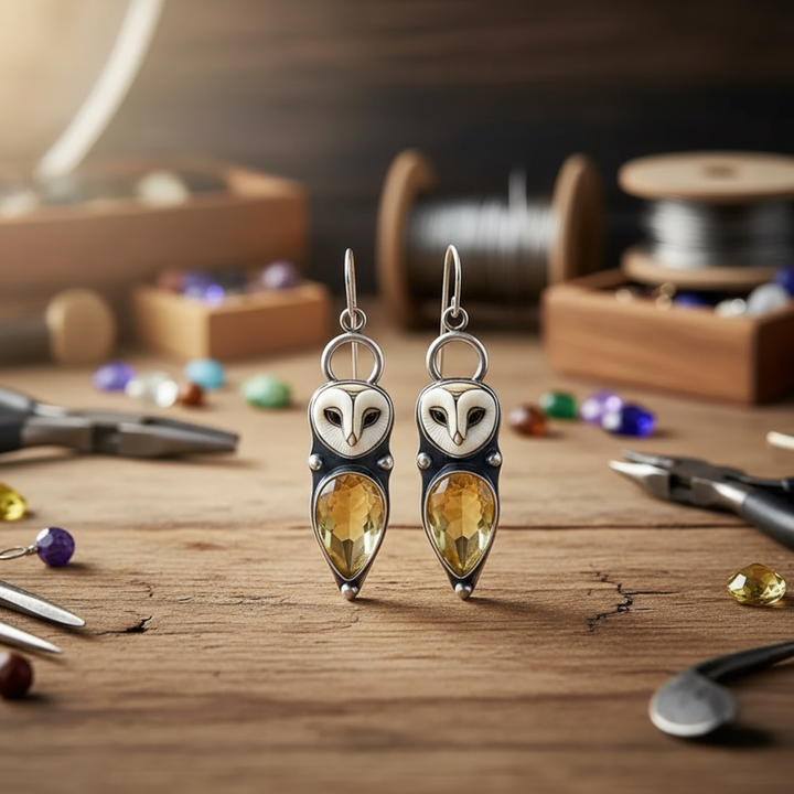 Boho Owl Drop Earrings - Nickel Free for Sensitive Ears