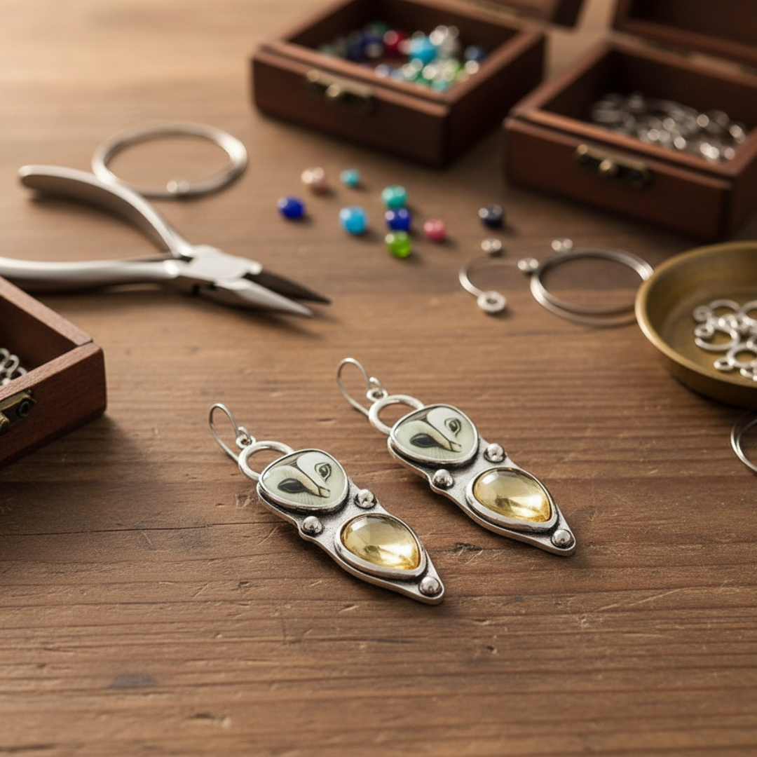 Boho Owl Drop Earrings - Nickel Free for Sensitive Ears