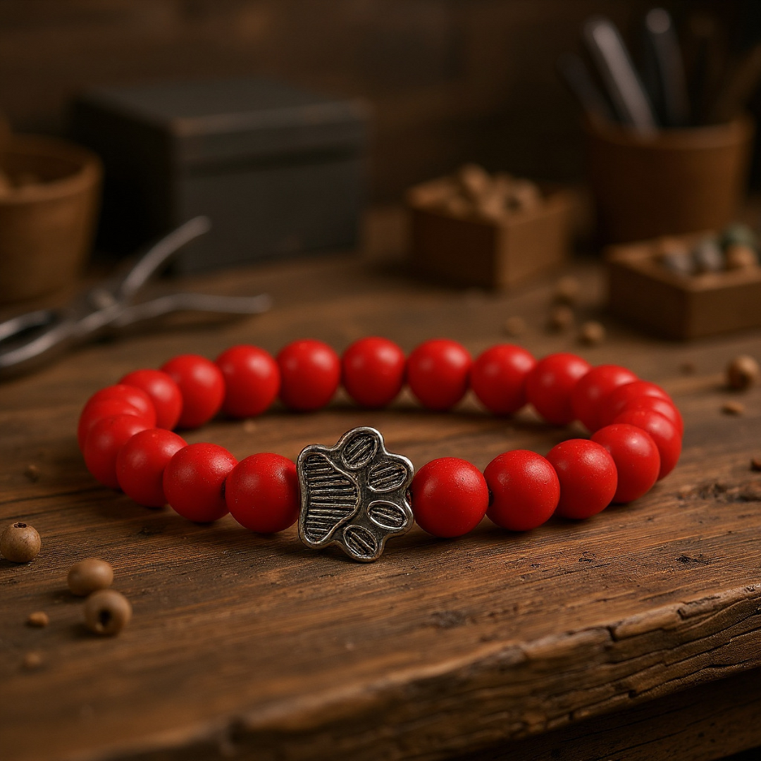 Beaded Paw Bracelet – Natural Stone Design